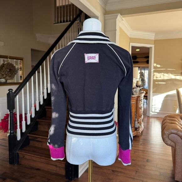 y2k bebe sport black zip up cropped jacket medium - Picture 3 of 5